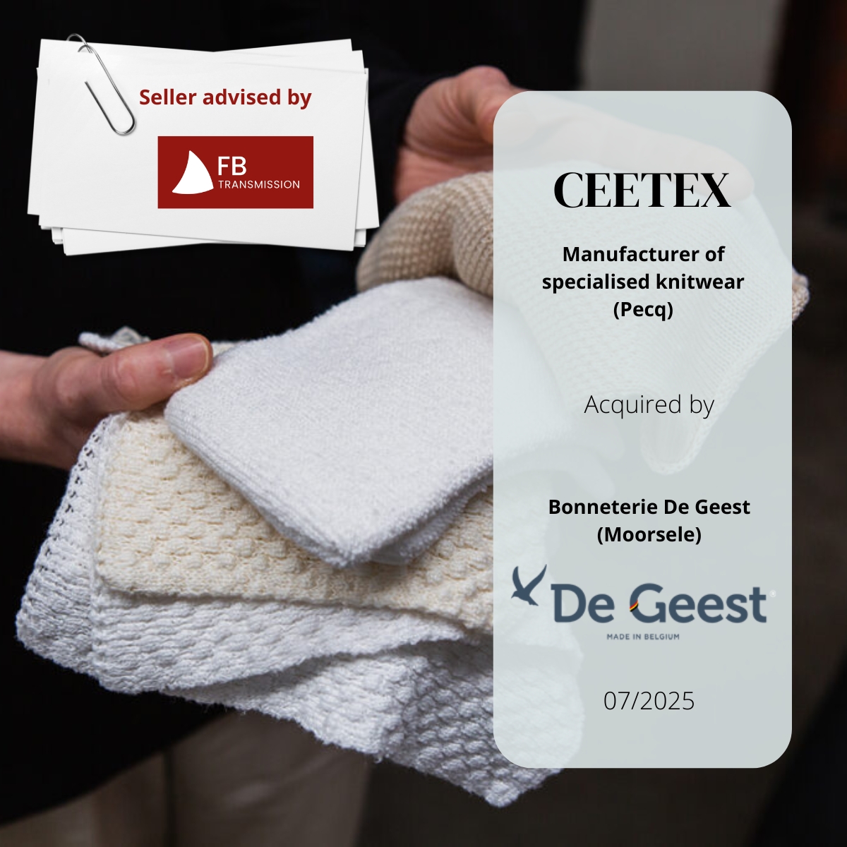 Ceetex rejoint la Bonneterie De Geest !  